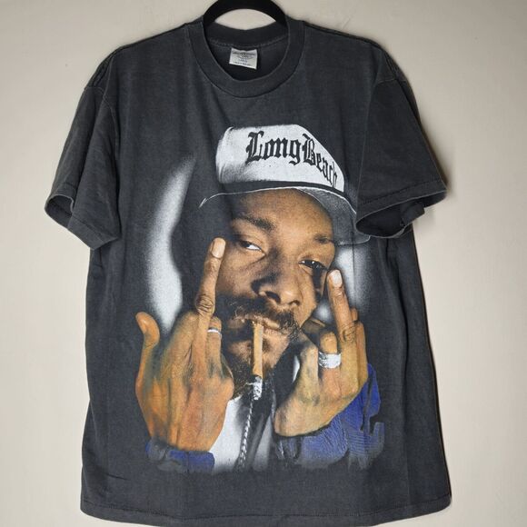 Snoop Doggy Dogg Rap Tee AOP Men's Large Modern Single Stitch Black Long Beach - Picture 1 of 6